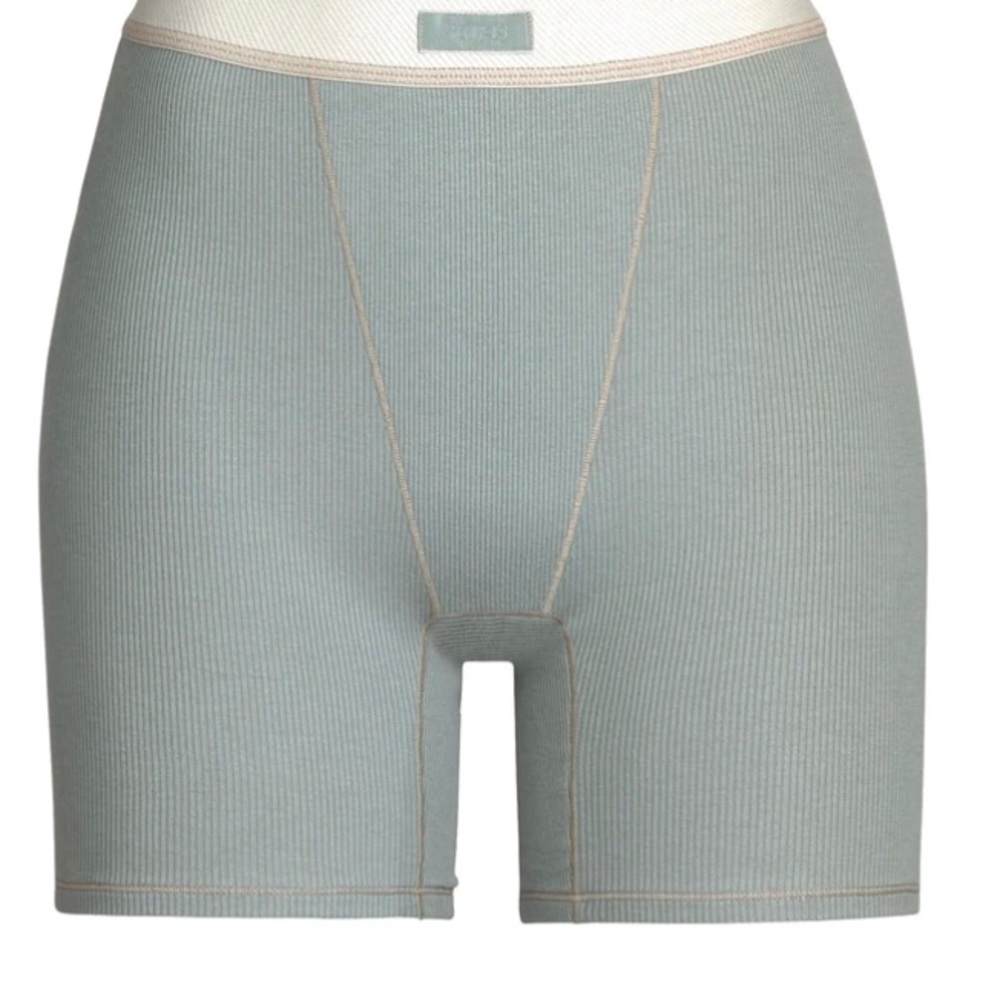 SKIMS NWT Cotton Ribbed Boxer Briefs - Mineral - Picture 4 of 4